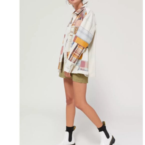 UO Women’s Kimichi Blue Patchwork Utility Jacket - Picture 4 of 8